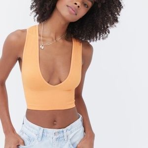 Urban Outfitters Out From Under Hailey Seamless Ribbed Plunge Crop Top
